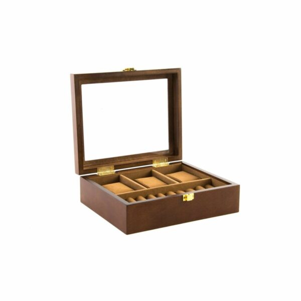 Jewelry box DKD Home Decor Brown Wood Crystal MDF Wood 21 x 18 x 8 cm - Image 3