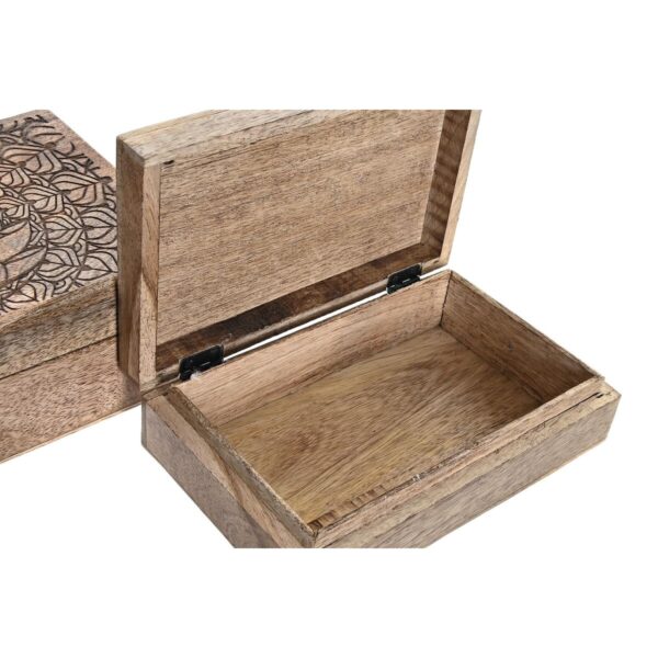 Jewelry box DKD Home Decor Brown Dark brown Mango wood 25 x 17 x 9 cm (2 Pieces) - Image 4