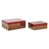 Jewelry box DKD Home Decor Metal Crystal Red Golden MDF Wood 25 x 18 x 10 cm (2 Units)