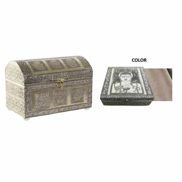 Jewelry box DKD Home Decor 25 x 15,5 x 18 cm Champagne Beige Wood Aluminium - Image 4