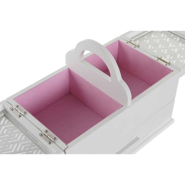 Jewelry box DKD Home Decor 16 x 17 x 28 cm White Light Pink MDF Wood - Image 3