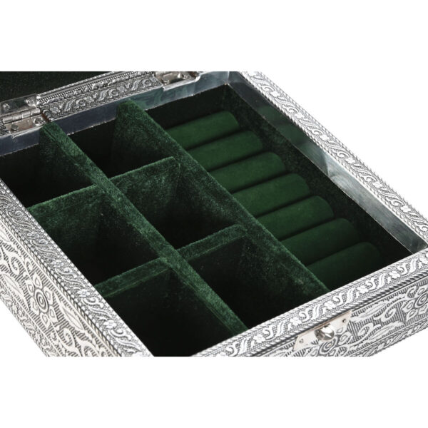 Jewelry box Home ESPRIT Green Silver Wood Aluminium 18 x 18 x 6 cm - Image 2