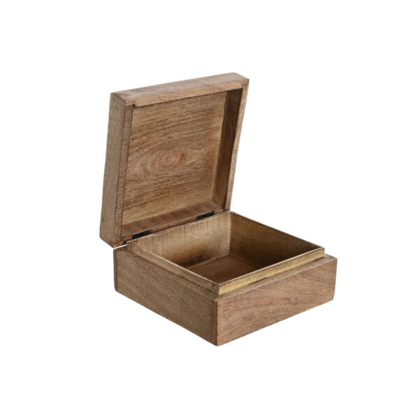 Jewelry box Home ESPRIT White Natural Mango wood 18 x 18 x 9 cm (2 Pieces) - Image 3