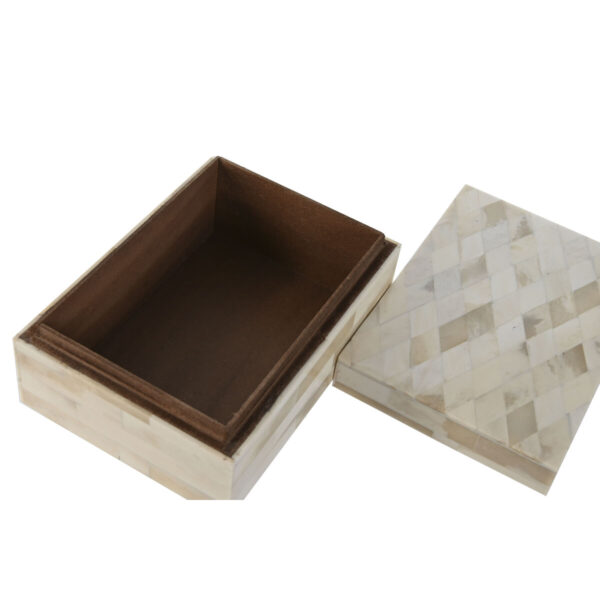Jewelry box Home ESPRIT Bone Mango wood 18 x 13 x 7,7 cm (2 Pieces) - Image 3