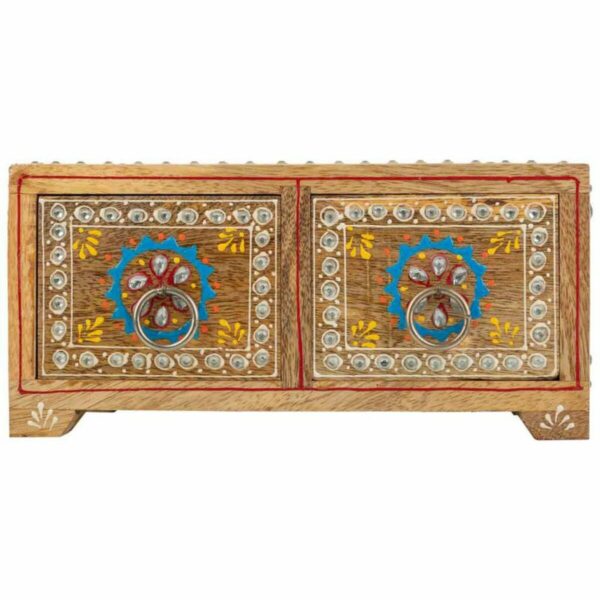Jewelry box Alexandra House Living Multicolour Natural Mango wood MDF Wood 14 x 10 x 23 cm 2 drawers - Image 4